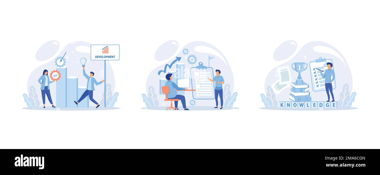 Hilfe bei der beruflichen Entwicklung. Schulungsprogramm für qualifizierte Mitarbeiter. Lernen für Softwareentwicklung und -Wachstum. Agiles Projektmanagement DevOps t Stock Vektor