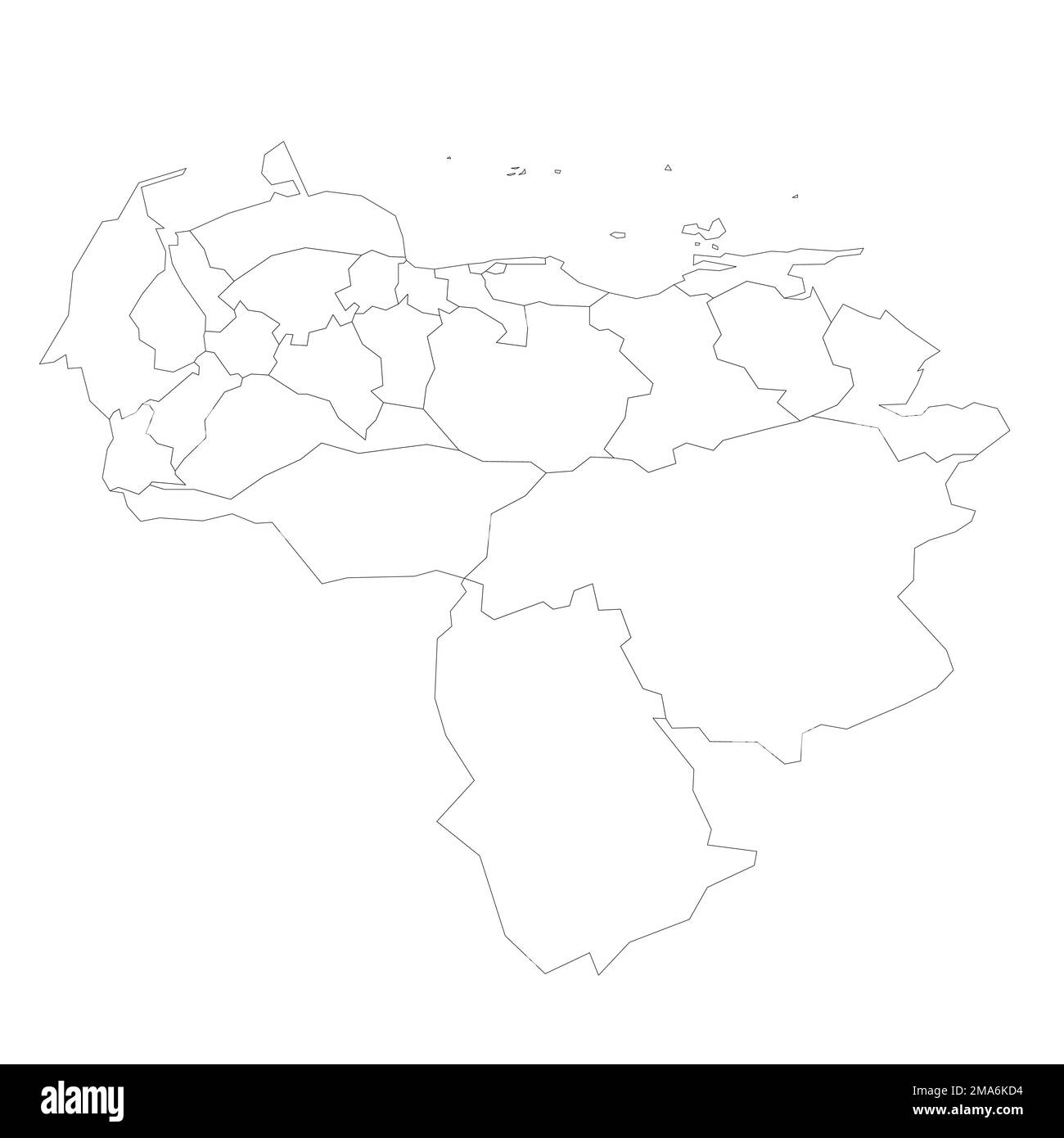 Politische Karte der Verwaltungsabteilungen in Venezuela Stock Vektor