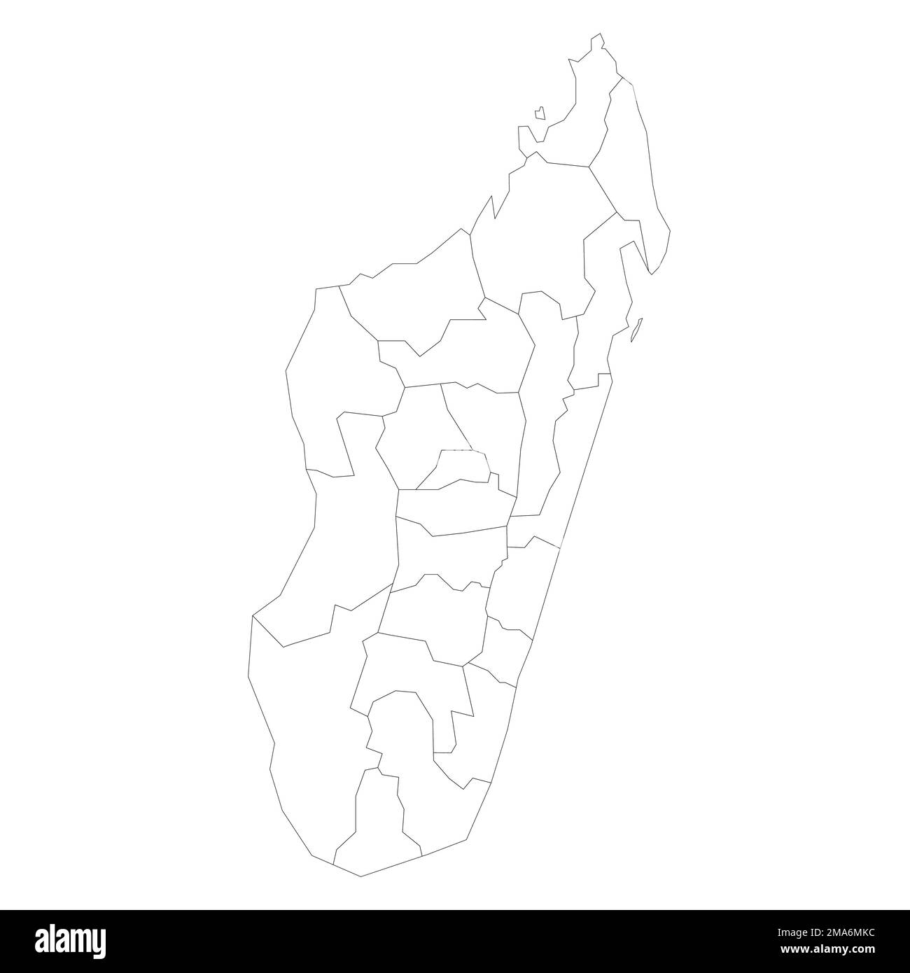 Madagaskar politische Karte der Verwaltungsabteilungen Stock Vektor