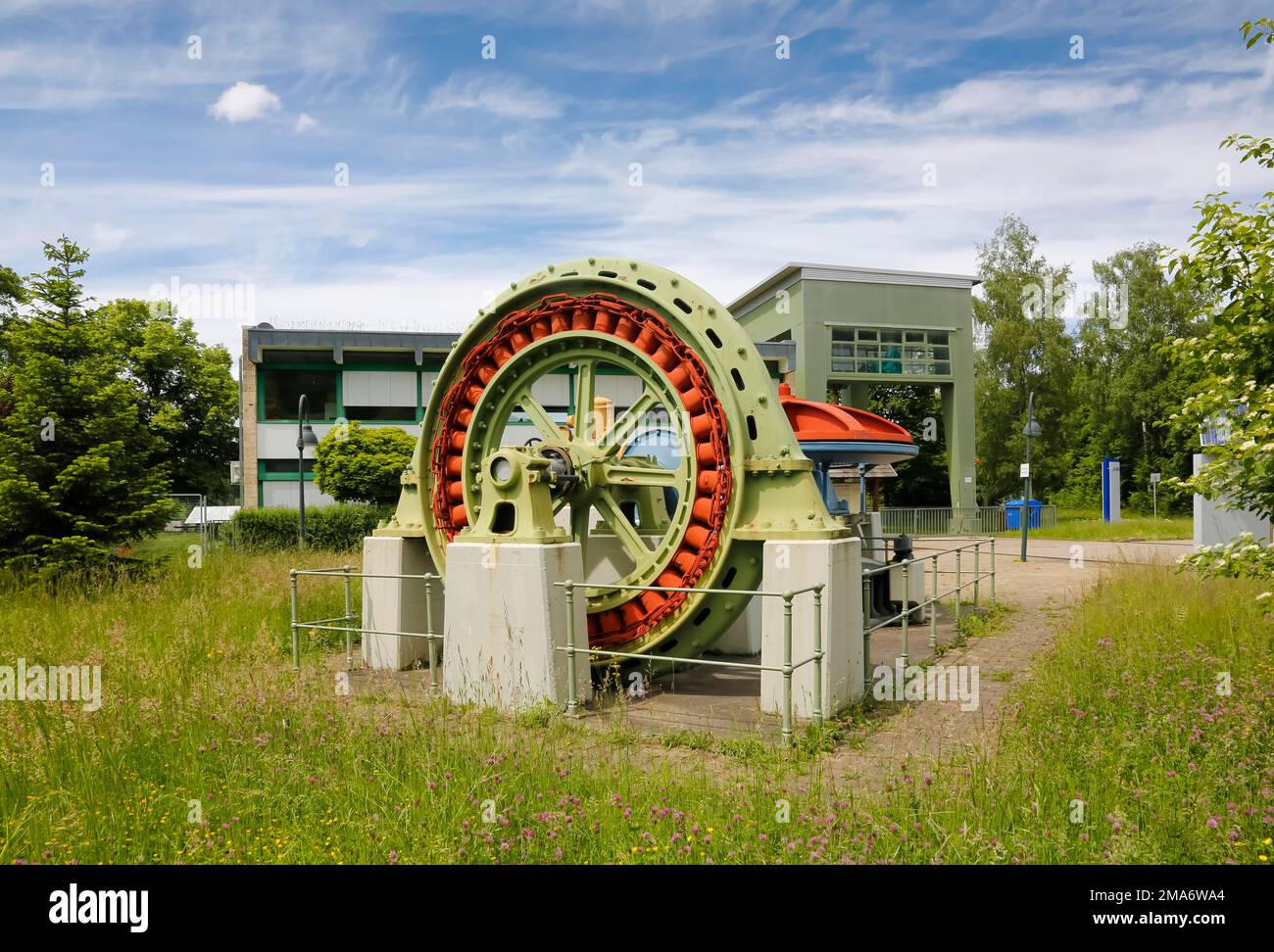 Altes Wasserkraftwerk, Museumsstück aus Untertuerkheim auf der Kreisstrecke des Glems-Reservoirs, Kraftwerk der Pumpwerke Stockfoto