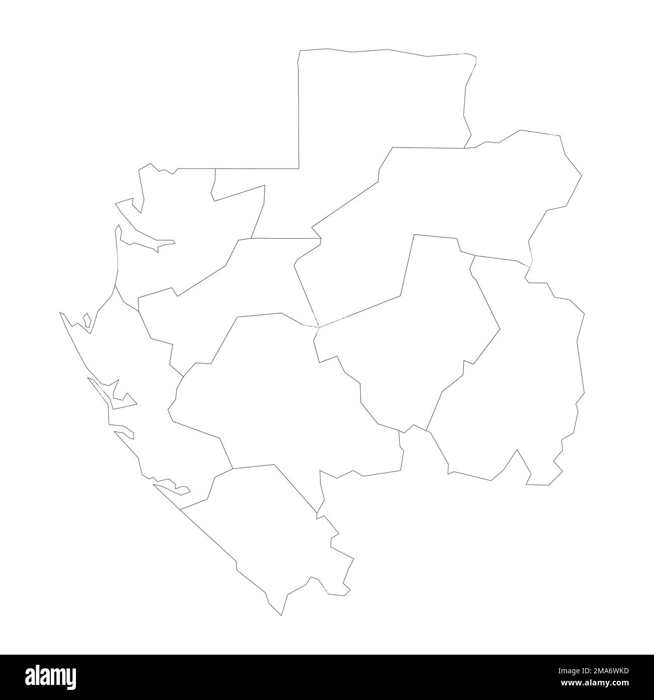 Gabunische politische Karte der Verwaltungsabteilungen Stock Vektor