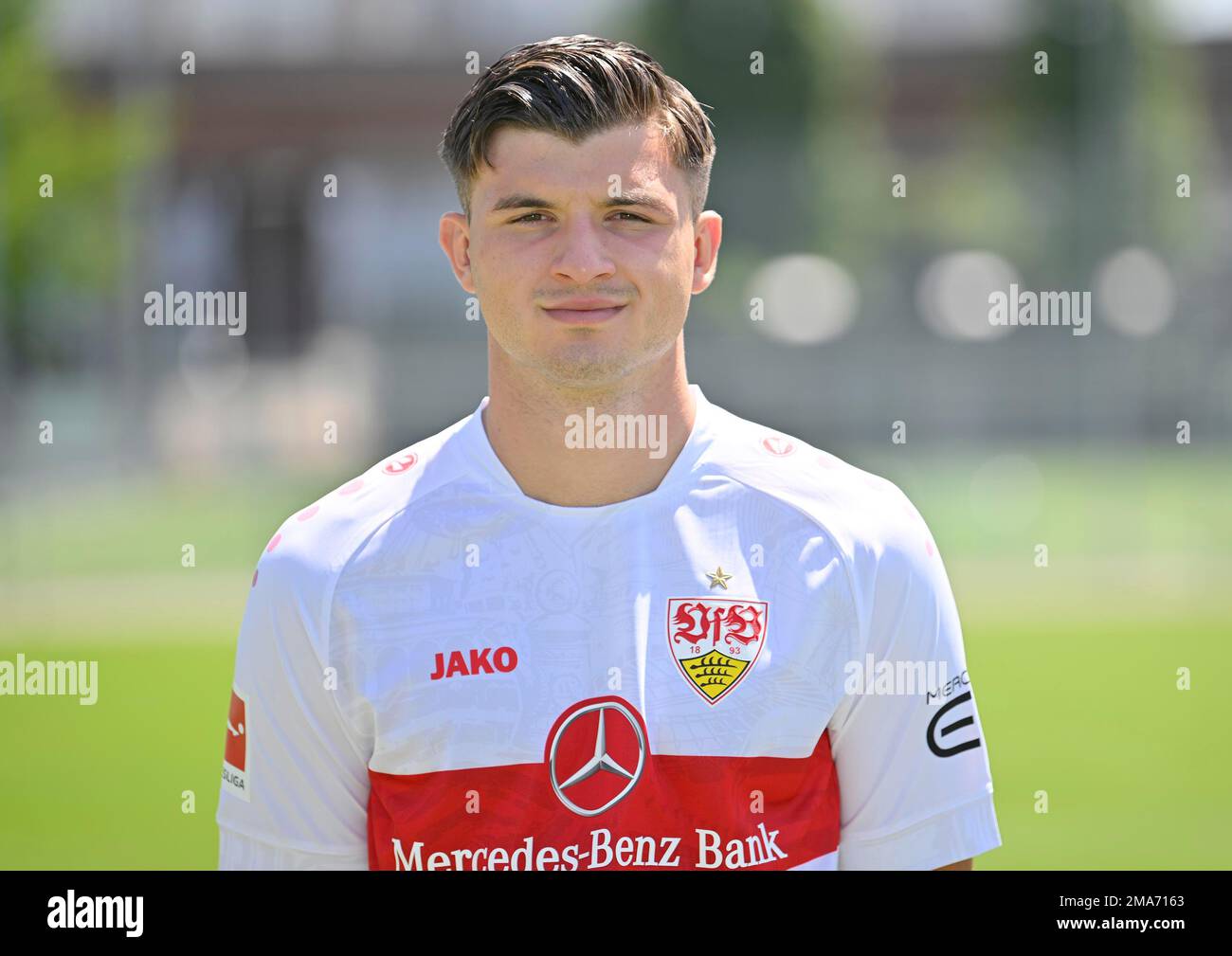 Antonis Aidonis VfB Stuttgart Portraittermin VfB Stuttgart 2022 2023 Licence Player Football 1. Bundesliga Men GER Stuttgart 05. 07. 2022 Stockfoto