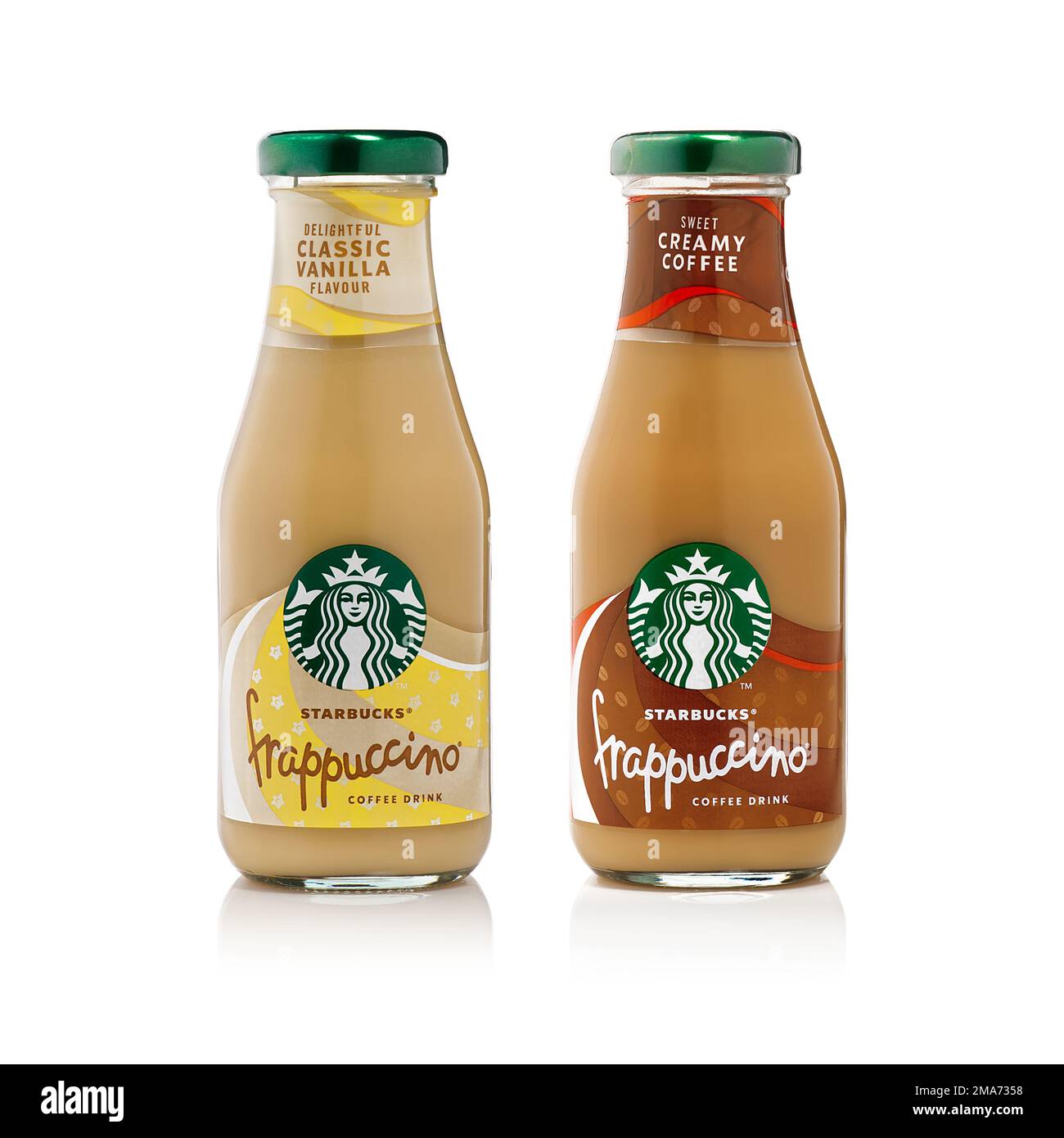 Tallinn, Estland - Januar 2023: Flasche Starbucks Frappuccino Kaffeegetränk. Stockfoto