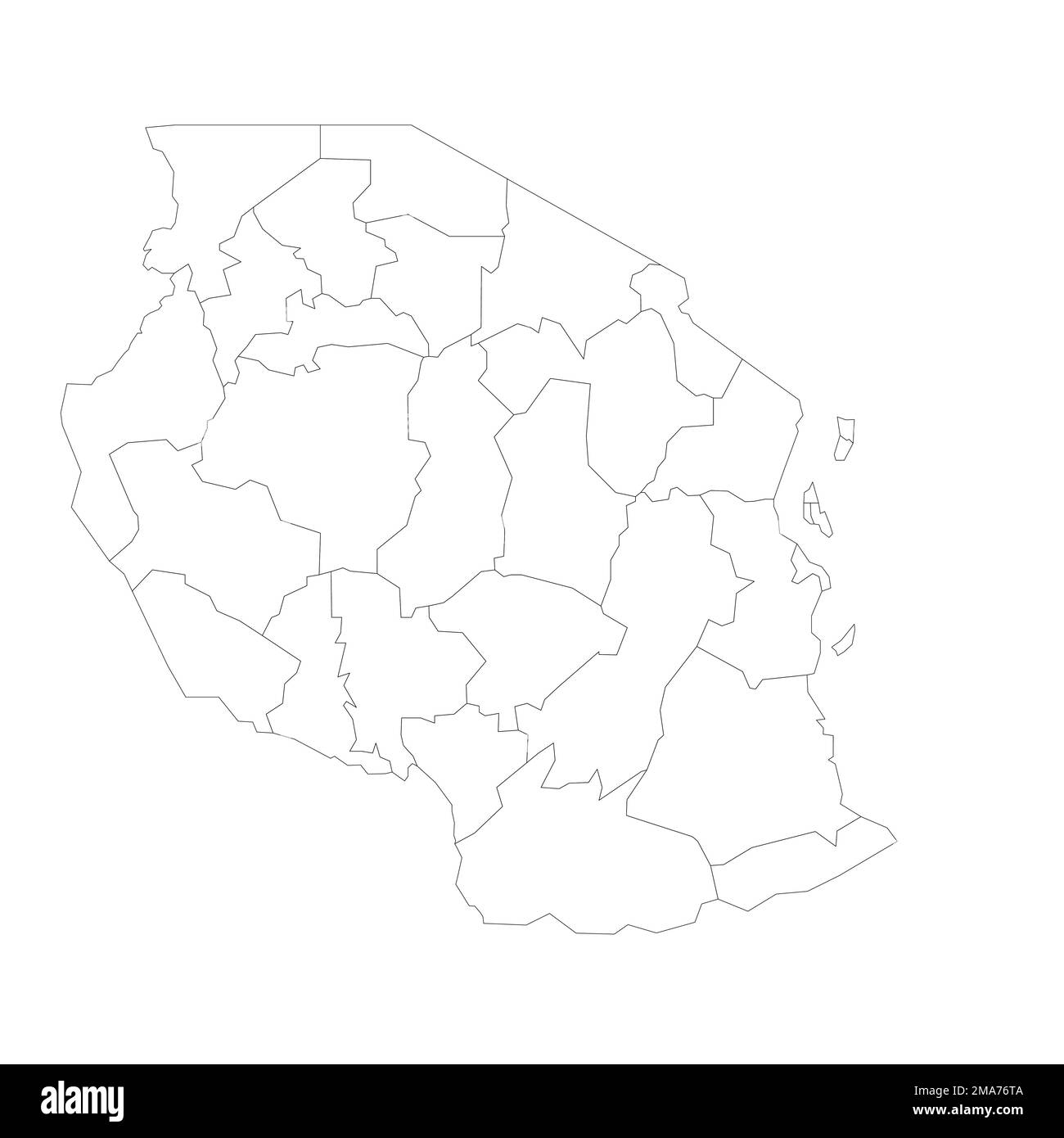 Politische Karte der Verwaltungsabteilungen in Tansania Stock Vektor