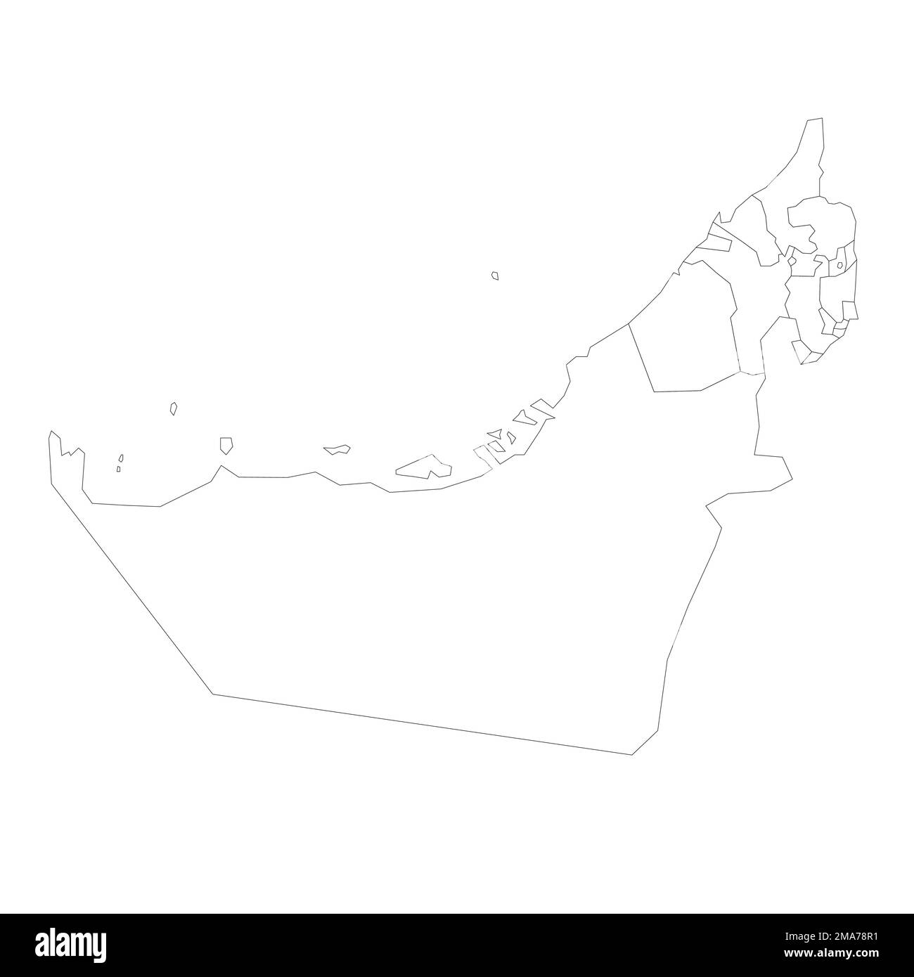 Politische Karte der Verwaltungsabteilungen der Vereinigten Arabischen Emirate Stock Vektor