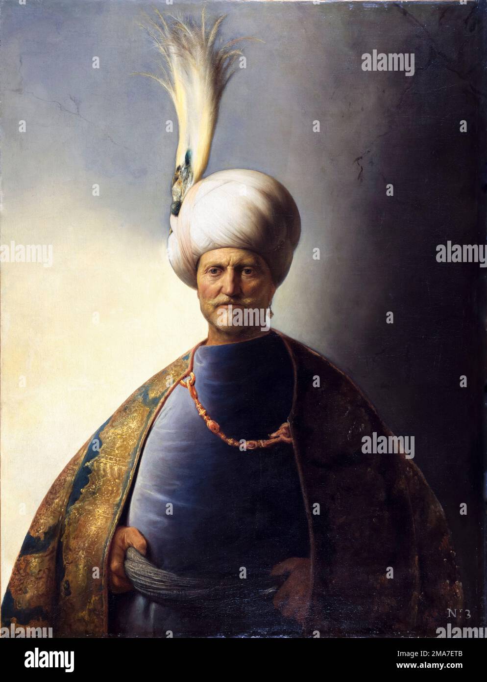 Jan Lievens, Mann in orientalischer Kleidung, Porträtmalerei in Öl auf Leinwand, 1629-1631 Stockfoto