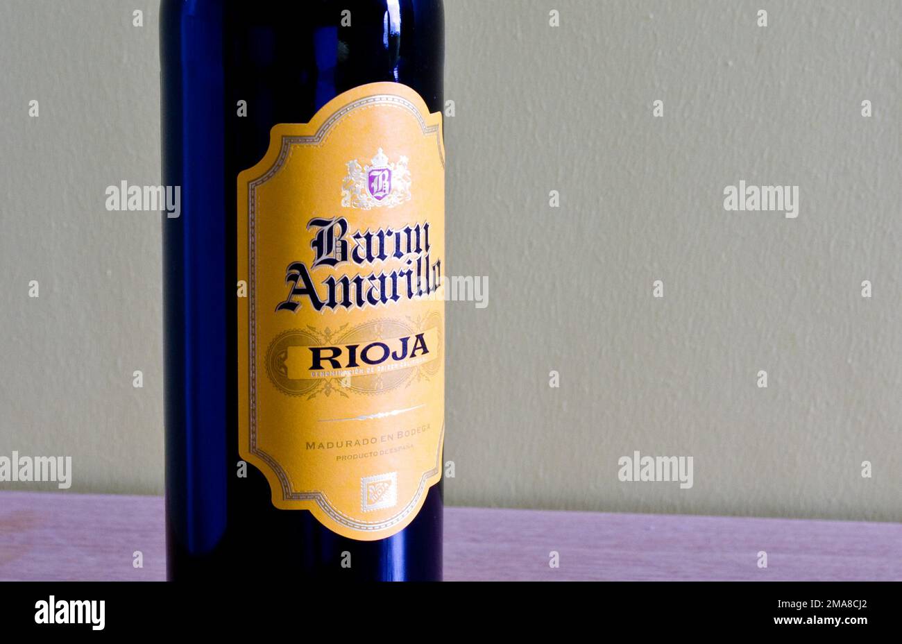 Flasche spanischen Rotwein Baron Amarillo Rioja Stockfoto