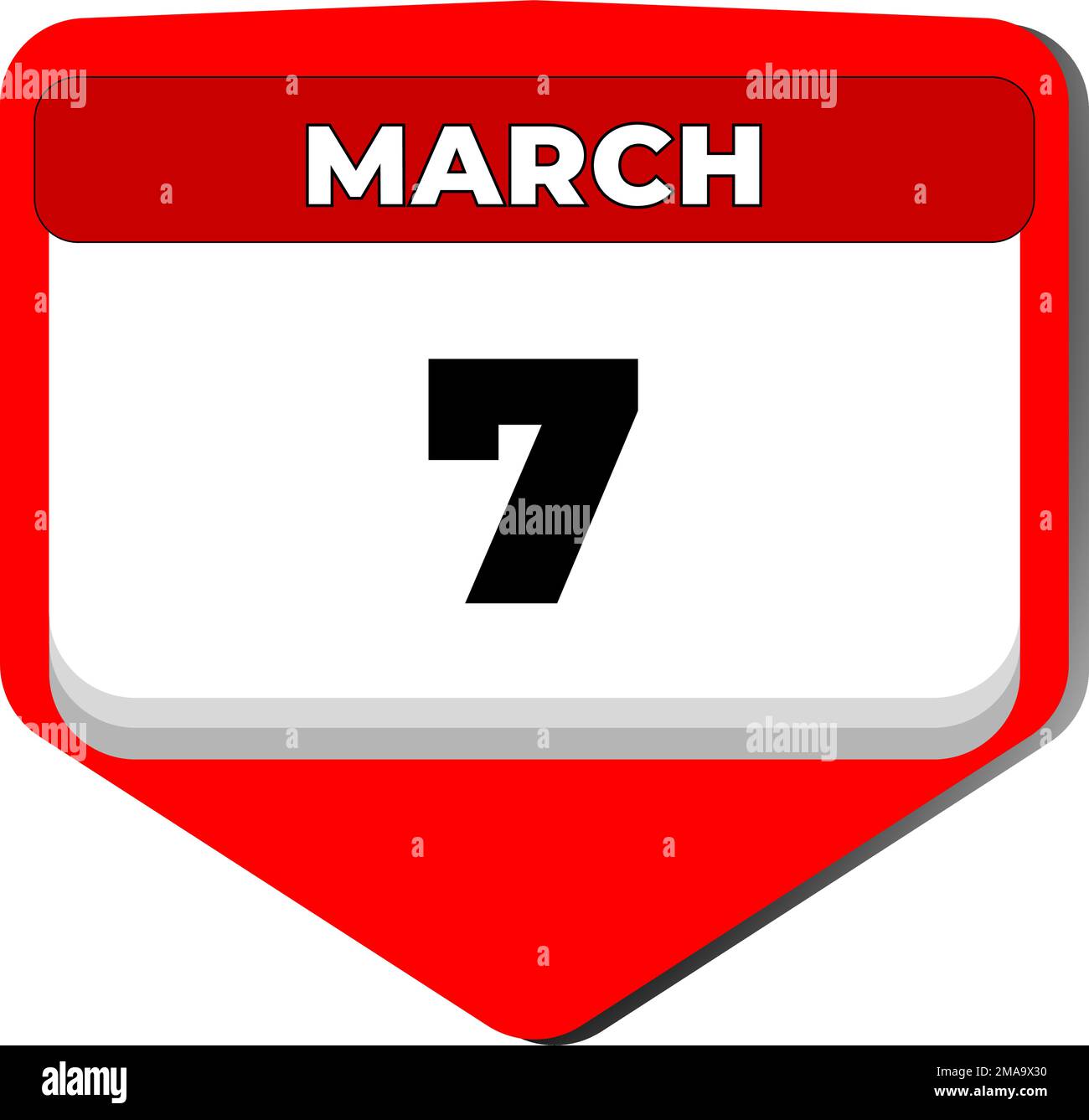 7. März Vektorsymbol Kalendertag. März 7. Siebter März. 7. Datumsnummer. 7-Tage-Kalender. 7. Date Stock Vektor