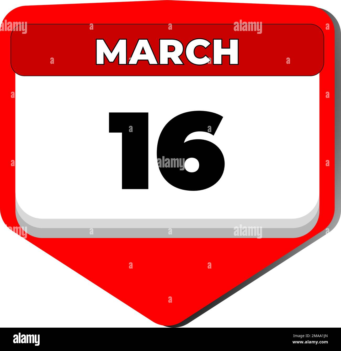 16. März Vektorsymbol Kalendertag. März 16. Sechzehnter März. 16. Datumsnummer. 16-Tage-Kalender. 16 Date Stock Vektor