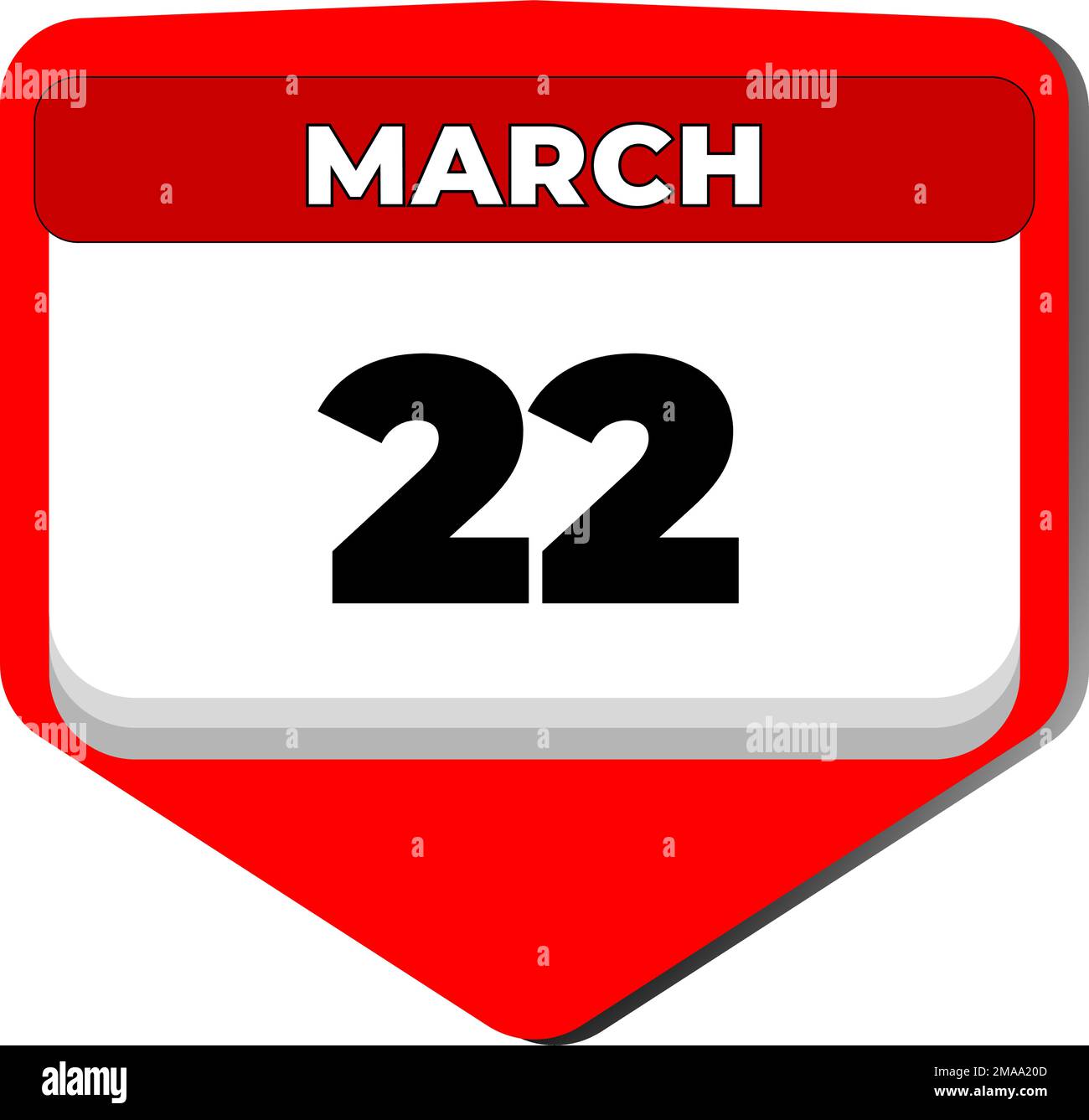 22. März Vektorsymbol Kalendertag. März 22. Am 22. März. 22. Datumsnummer. 22-Tage-Kalender. 22 Dates. Weltwasser Stock Vektor