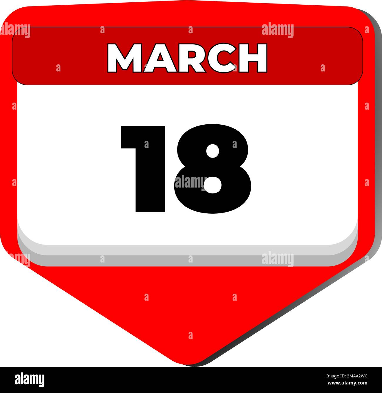 18. März Vektorsymbol Kalendertag. März 18. Achtzehnter Märztag. 18. Datumsnummer. 18-Tage-Kalender. Achtzehn Date Stock Vektor