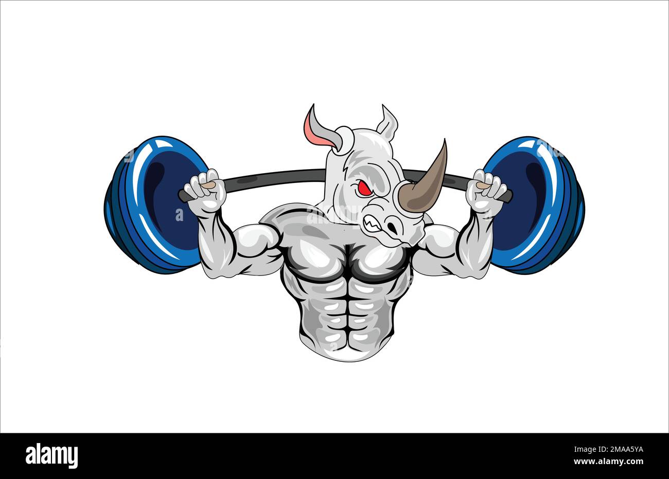 Rino Bodybuilding Maskottchen Vektordarstellung Stock Vektor