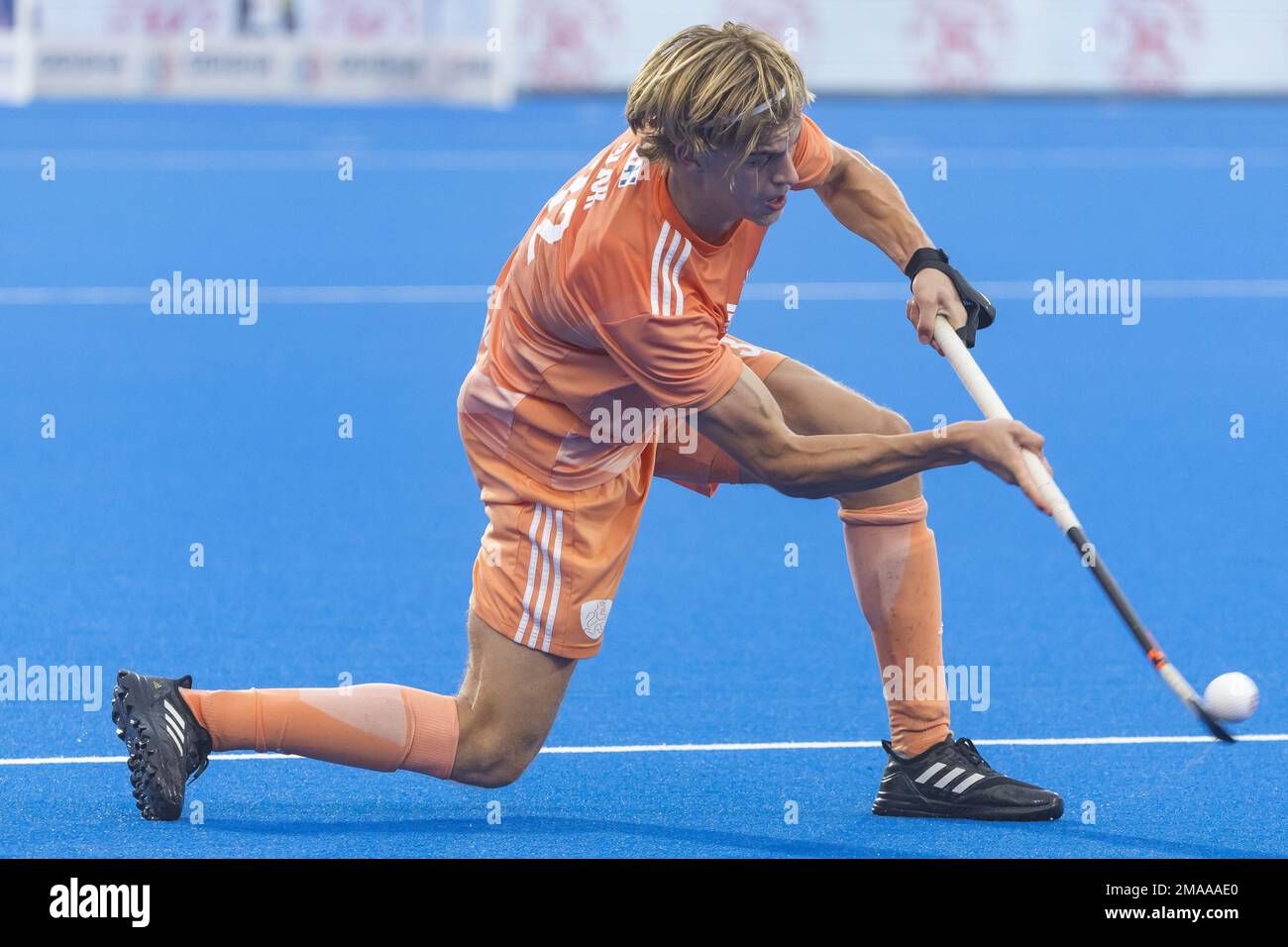 BHUBANESWAR - Justen Blok (NED) während des Spiels Niederlande gegen Chile bei der Hockey-Weltmeisterschaft in Indien. AP WILLEM VERNES Stockfoto