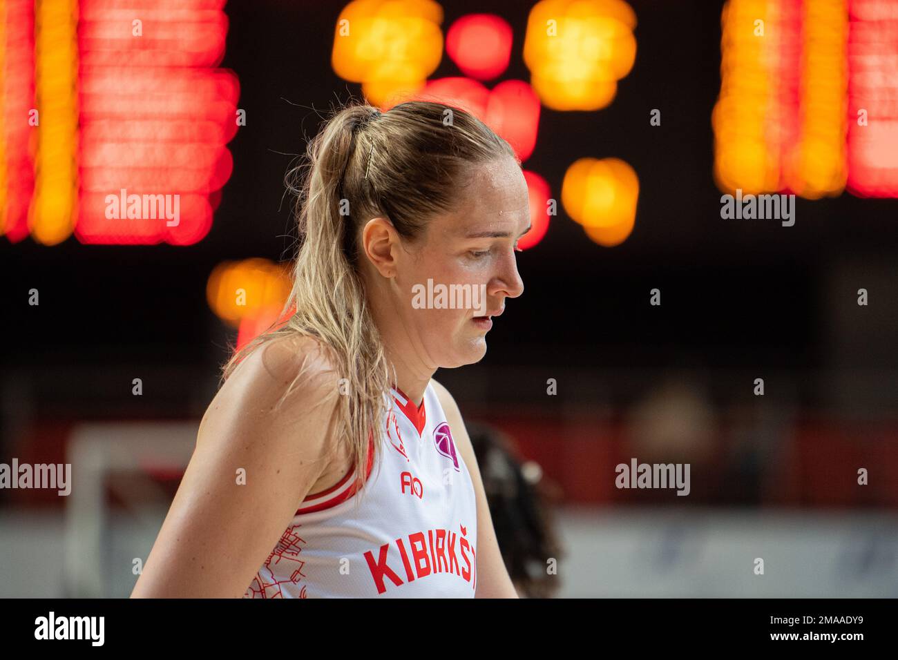 2023-01-05. Basketball EuroCoup Frauen. Kibirkstis 65 - 68 Flammes Carolo Korb. Stockfoto