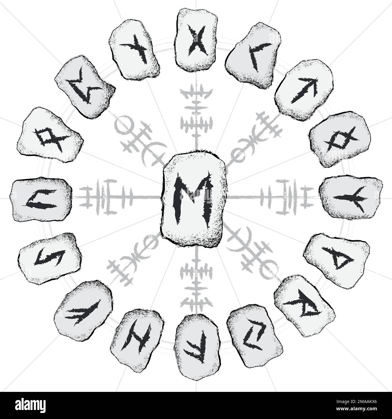 Wikingerrunen, weiße Kreisteine Stock Vektor