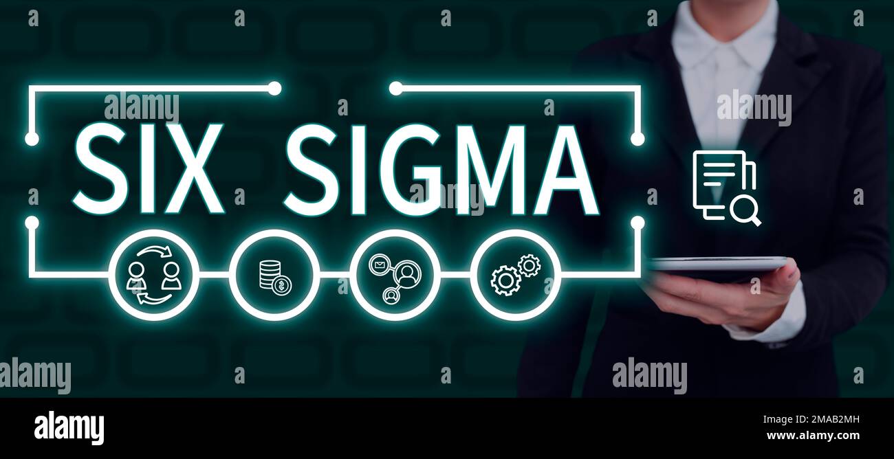 Inspiration mit dem Schild Six Sigma. Managementtechniken für den Geschäftsansatz zur Verbesserung von Geschäftsprozessen Stockfoto