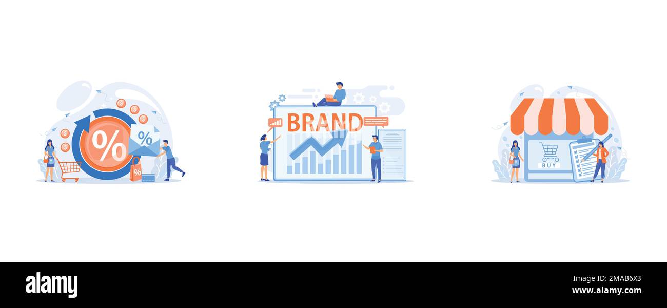 Geld sparen, Marketing- und Werbekampagne, Mann kauft von der Einkaufsliste, flacher Vektor, moderne Illustration Stock Vektor