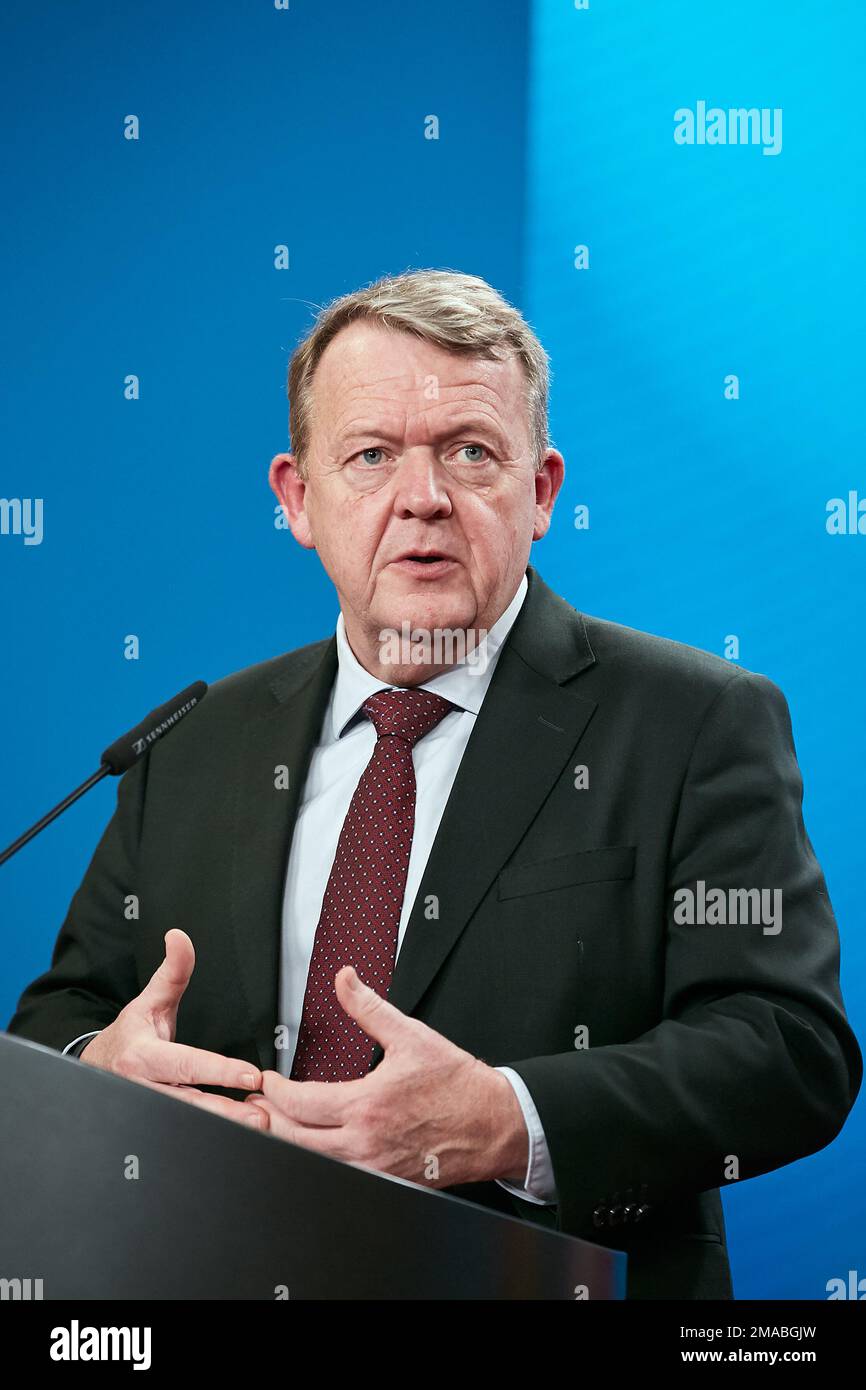 22.12.2022, Deutschland, Berlin, Berlin - der Außenminister des Königreichs Dänemark Lars Lokke Rasmussen auf einer Pressekonferenz im Ministerium für Landwirtschaft Stockfoto