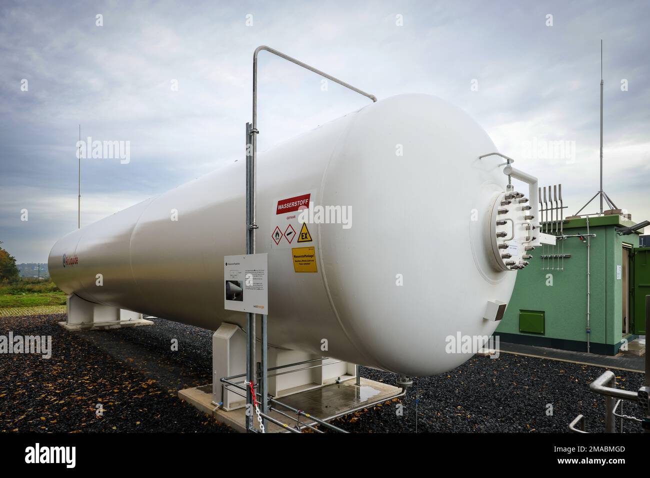 20.10.2022, Deutschland, Nordrhein-Westfalen, Holzwickede - Erdgasnetz für reinen Wasserstoff, Wasserstoffprojekt H2HoWi, das Verteilungsnetz op Stockfoto