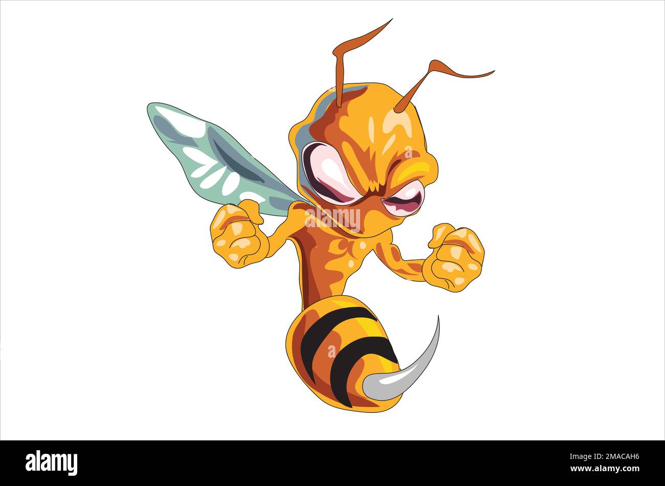 Wütendes Bienenmaskottchen. Vektordarstellung Stock Vektor