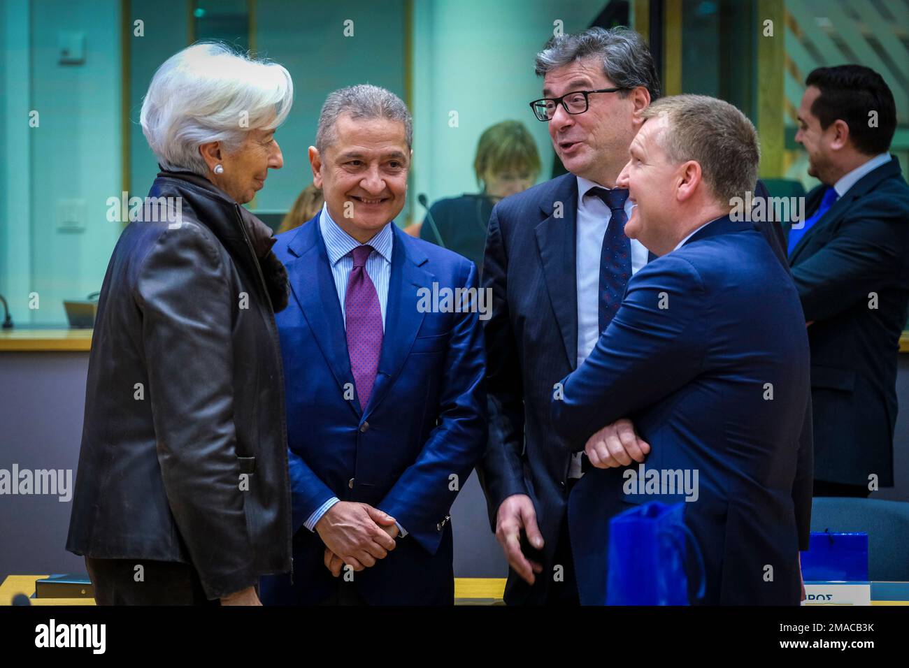 Nicolas Landemard / Le Pictorium - Sitzung der Eurogruppe in Brüssel - 16./01/2023. Juni - Belgien / Brüssel / Brüssel - die Finanzminister der 27 Länder trafen sich heute in der belgischen Hauptstadt. Stockfoto