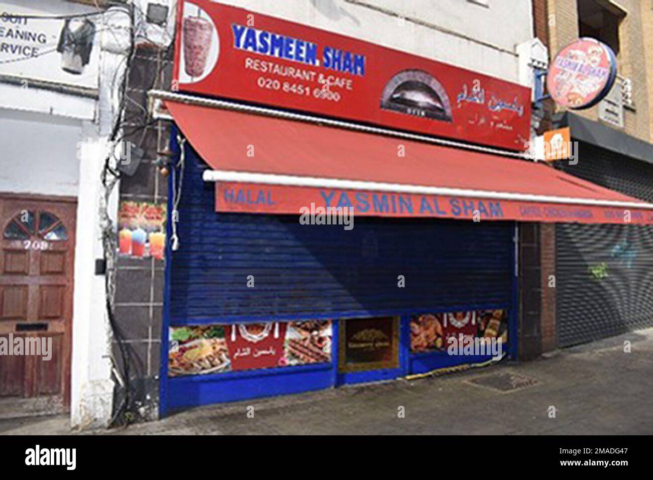 Unbefristetes Handout-Foto der Metropolitan Police vom Yasmeen Sham Restaurant in Willesden, wo Kusai Al-Jundi arbeitete. Al-Jundi und Mohamed El-Abboud wurden im Old Bailey für schuldig befunden, die 71-jährige Geschäftsfrau Louise kam in einem Betrug von £4,6 Millionen Dollar ermordet zu haben, um ihre Ersparnisse zu plündern. Kam, von Potters Bar, wurde mit einem Fön erwürgt und in einen Müllcontainer geworfen, nachdem er am 26 2021. Juli in ein Haus mit drei Schlafzimmern gelockt wurde, das sie in Barnet, Nord-London, besaß. Ausgabedatum: Donnerstag, 19. Januar 2023. Stockfoto