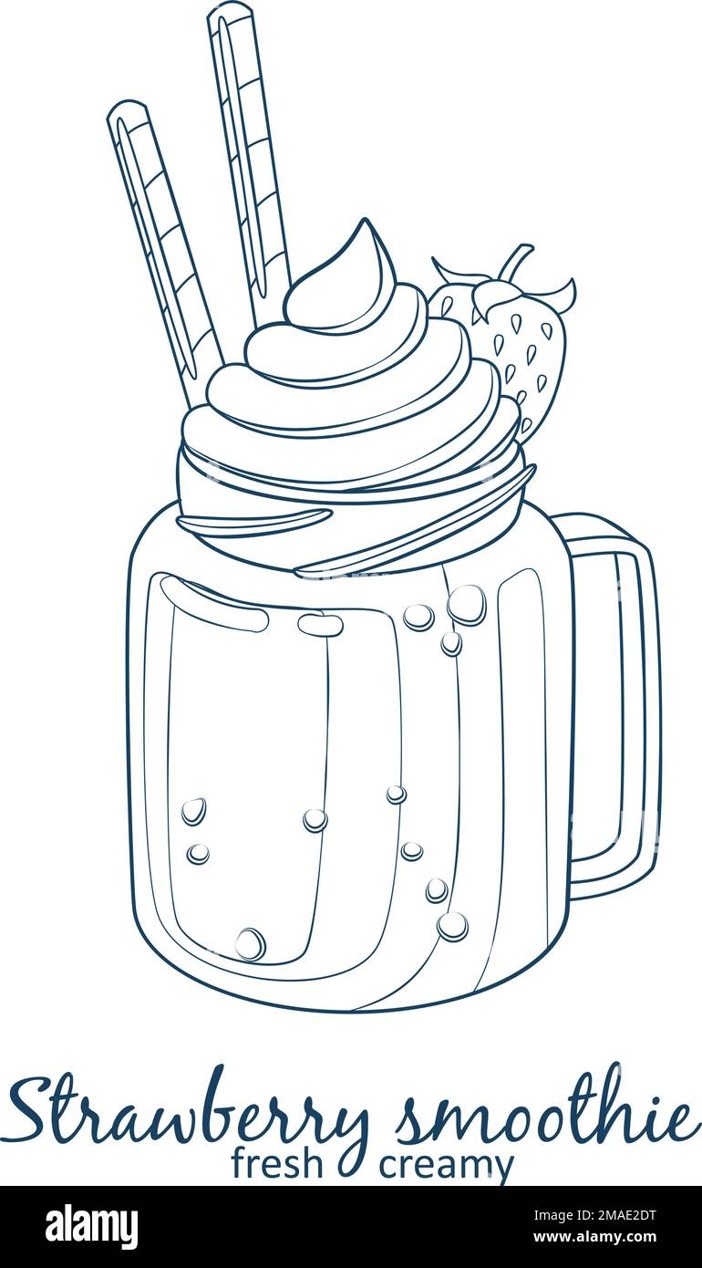 Symbol für ErdbeerSmoothie-Dessert isoliert auf weißem Hintergrund Stock Vektor