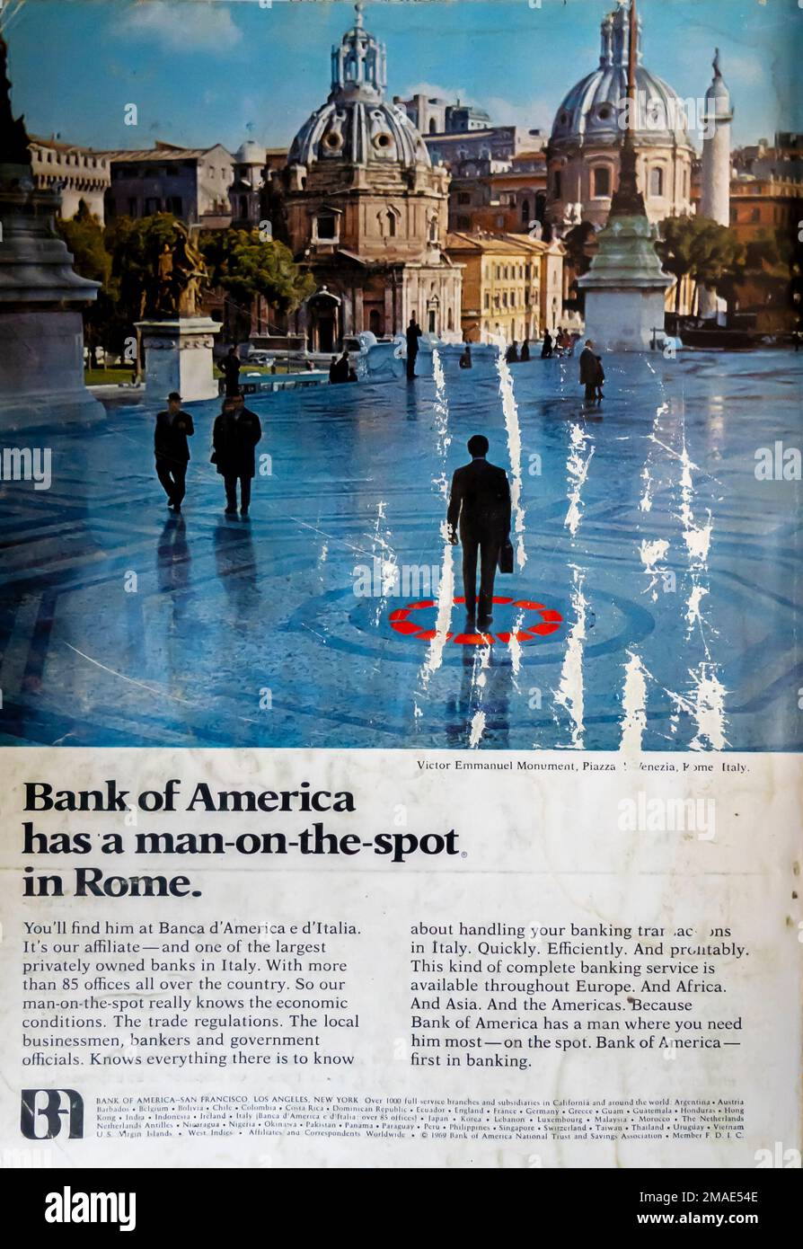 Boa-Werbespot der Bank of America in einem Magazin 1970 Stockfoto