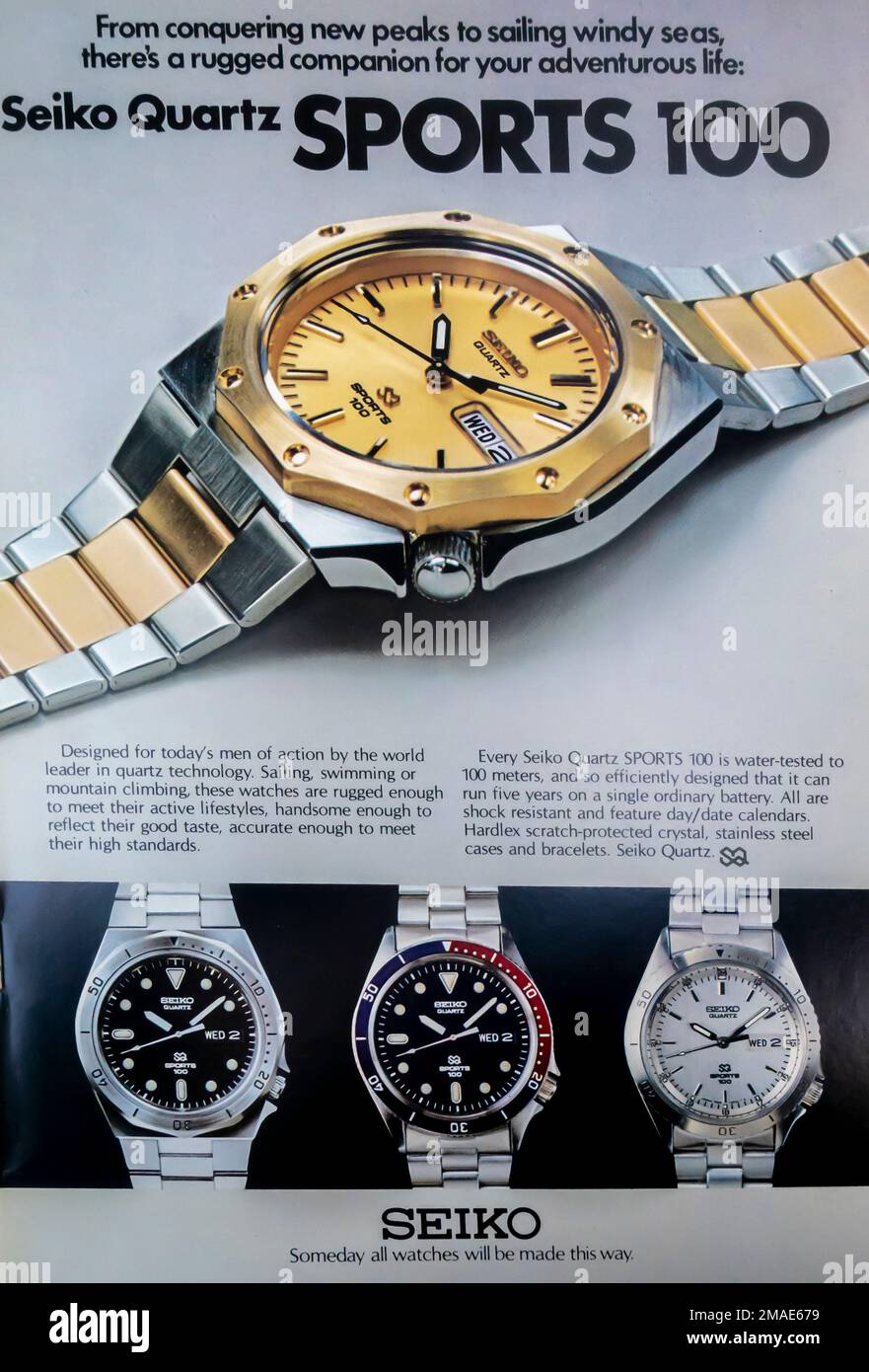 Seiko Quartz Sport 100 Werbespot in einer Zeitschrift NatGeo 1978