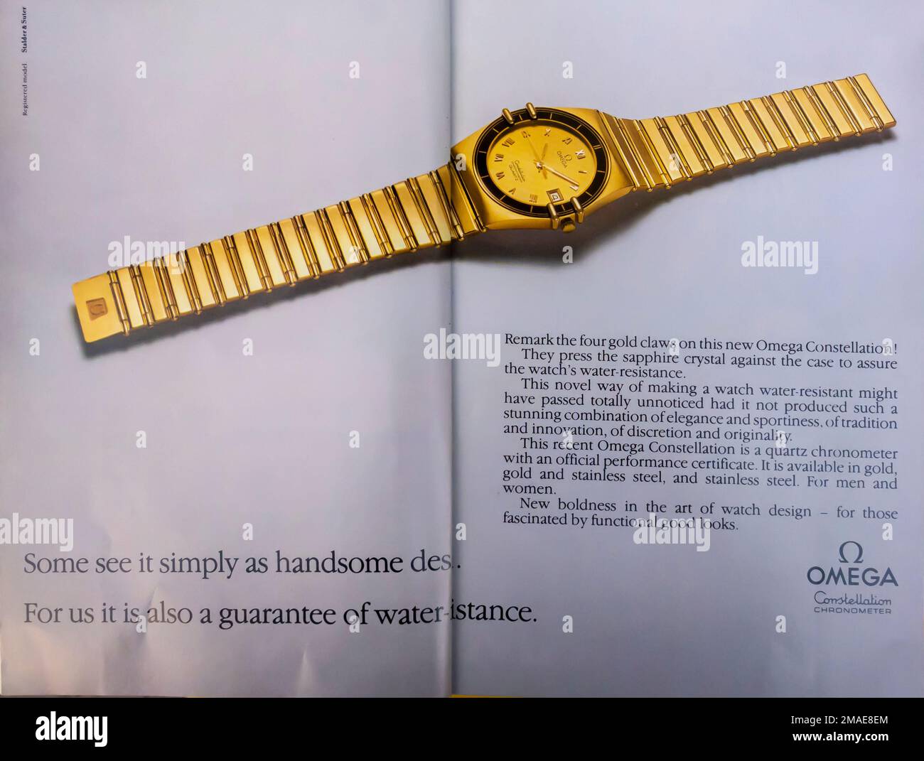 1982 Omega Constellation Chronometer Uhr prnit ad Stockfoto
