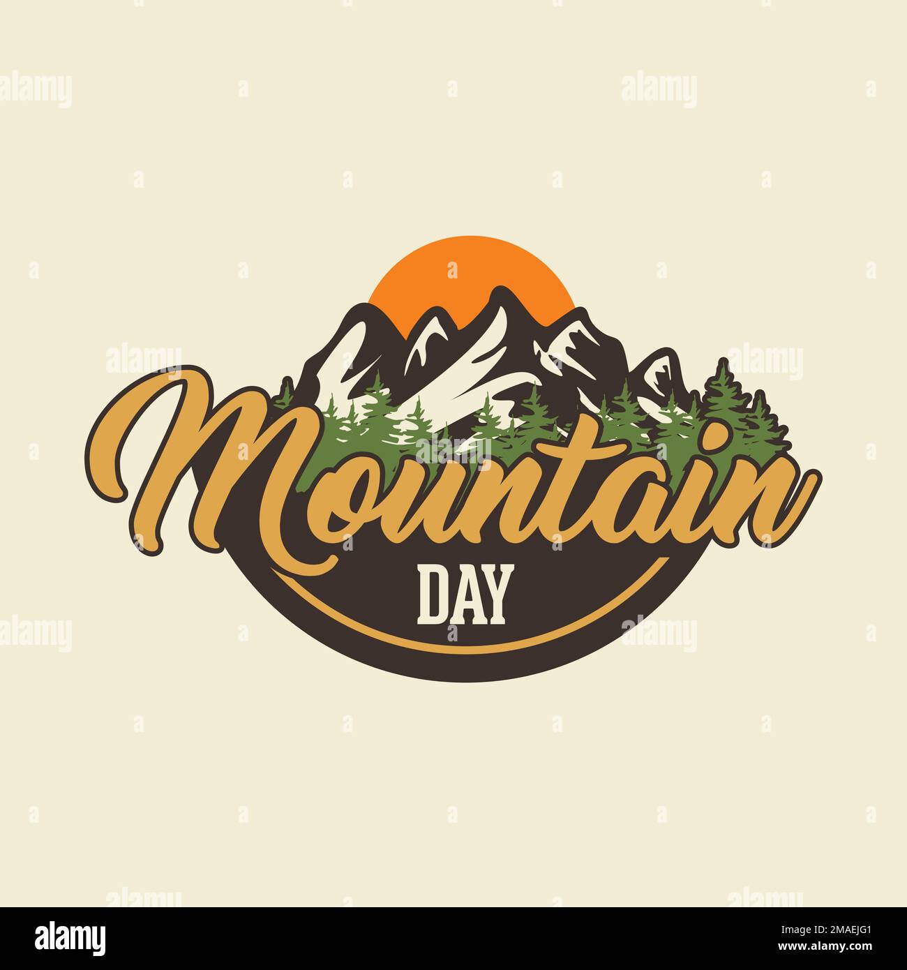 Hintergrund der Vorlage für das Naturzeichen „Letter of Mountain Day“. Vektordarstellung Stock Vektor