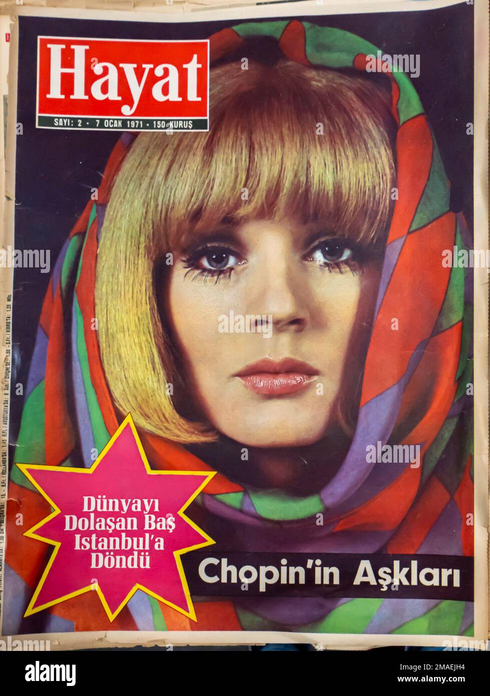 Hayat, türkisches Magazin, Titelseite 1971 Stockfoto