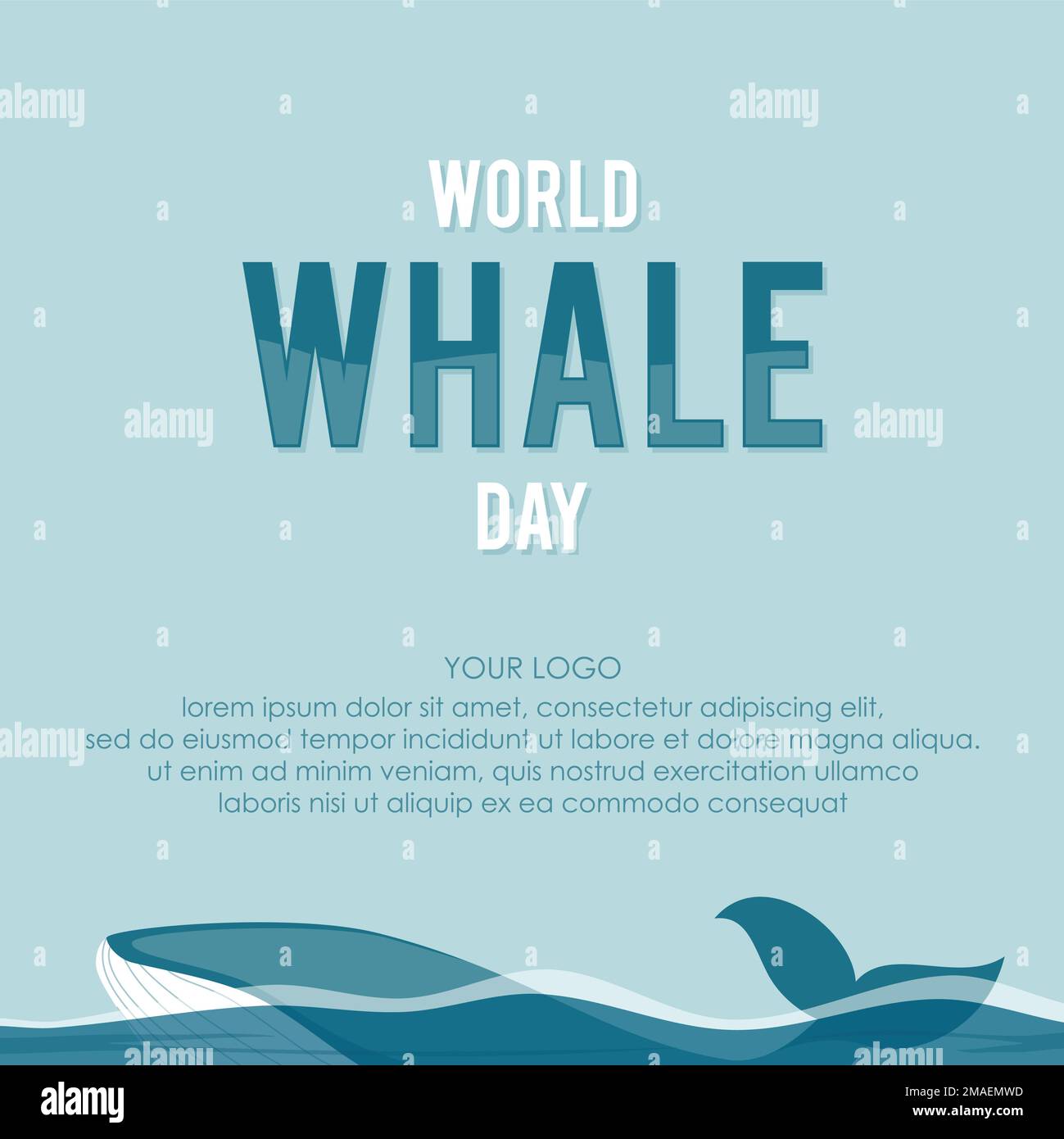 Vorlagenhintergrund für den Weltwal-Tag für Elementdesign. Vektordarstellung Stock Vektor