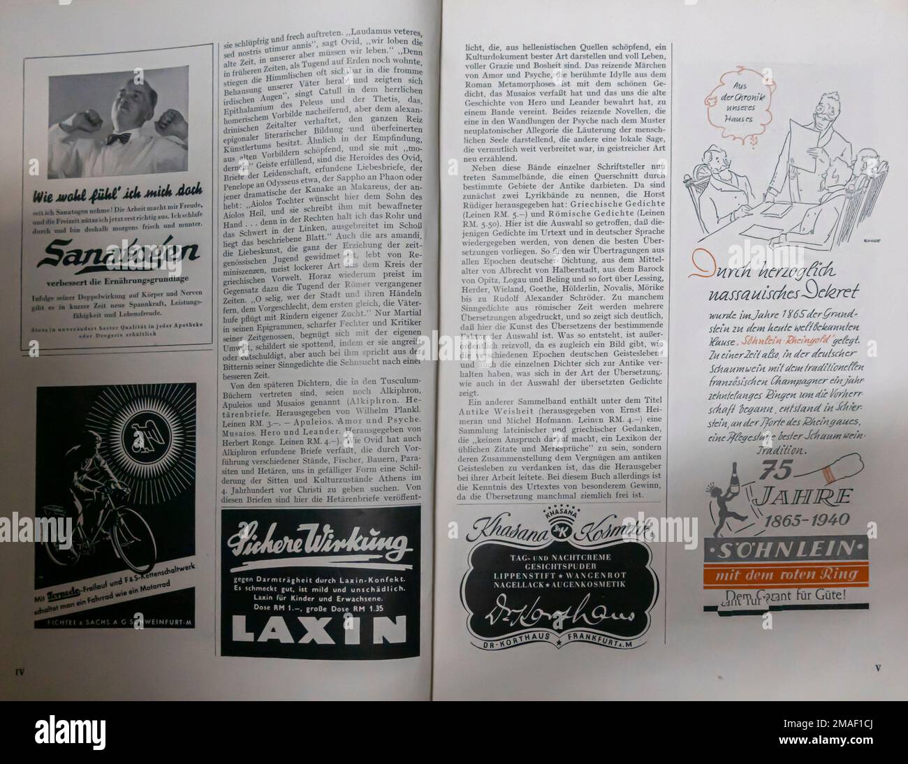 Anzeigeseiten, Werbung im Atlantis-Magazin Dezember 1940, Deutschland Stockfoto