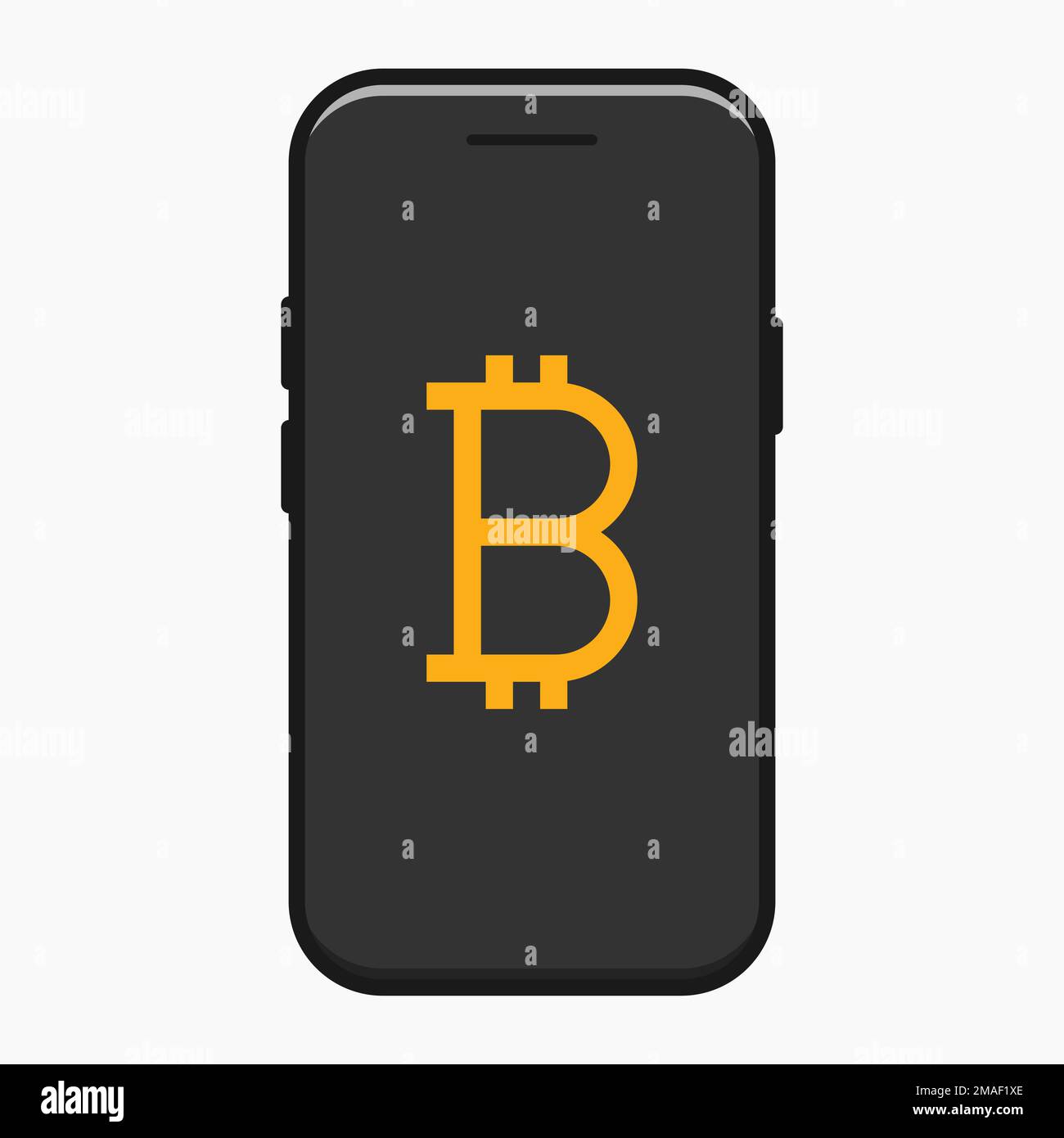 Smartphone mit Bitcoin auf dem Bildschirm, Vektorabbildung Stock Vektor