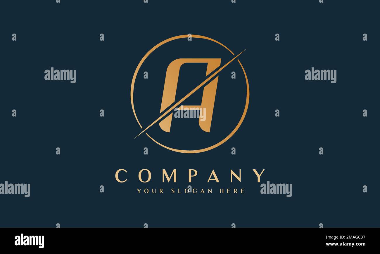 Geschlitzter Buchstabe Ein Logo mit Kreisform. Letter A Luxury Logo-Vorlage in Gold. Ansprechendes Logodesign Für Das Branding Von Luxusunternehmen. Stock Vektor