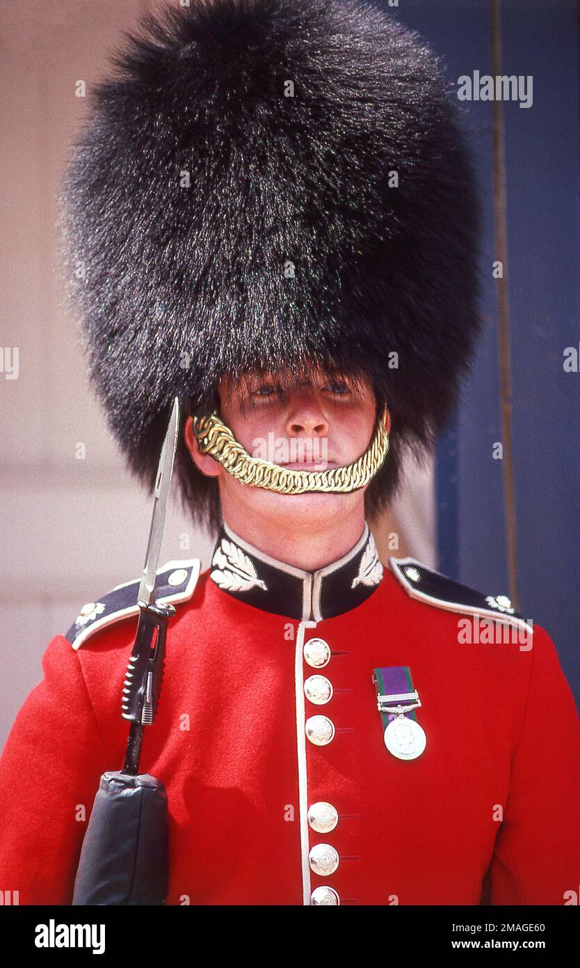 Wachhabende der Königin, Lower Ward, Schloss Windsor, Windsor, Berkshire, England, Vereinigtes Königreich Stockfoto