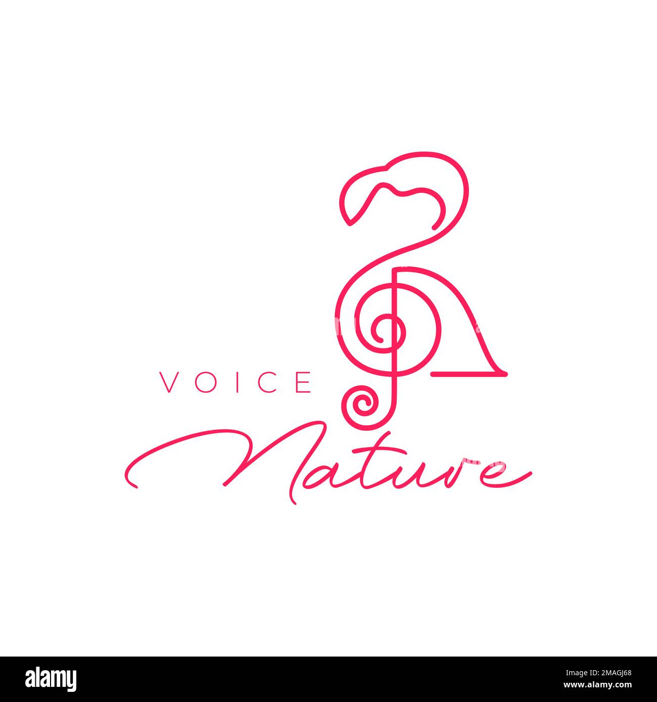 Stimme der Natur Vogel Flamingo Sing Line modernes minimales Logo Design Vektorsymbol Illustration Vorlage Stock Vektor