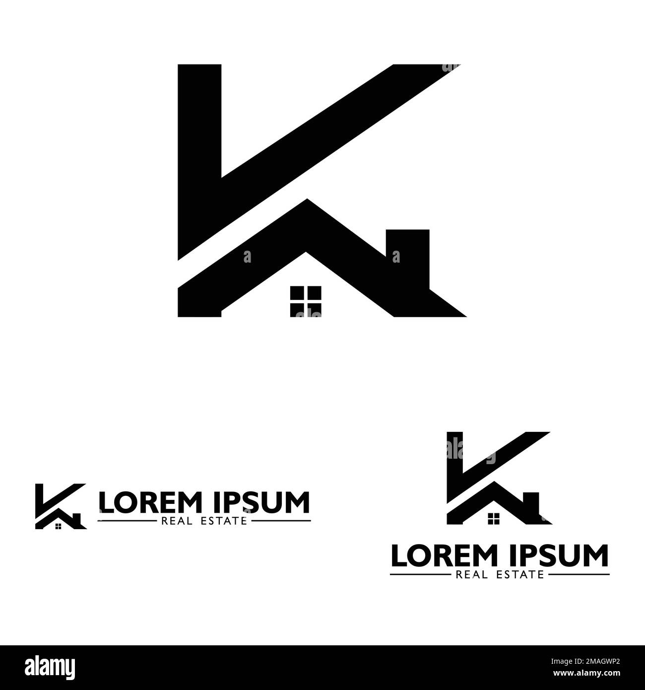 Anfangsbuchstabe k Immobilienlogo Design Vektordarstellung, Alphabet K Immobilienmonogramm Vektorlogo Design, Buchstabe K Haus Symbolvorlage Stock Vektor