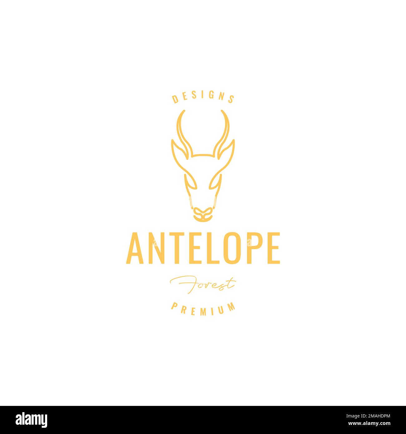 Kopf-Antilope langer Hornhirsch Lauf schnell Wald Savanna Gras Logo Design Vektor Symbol Illustration Vorlage Stock Vektor