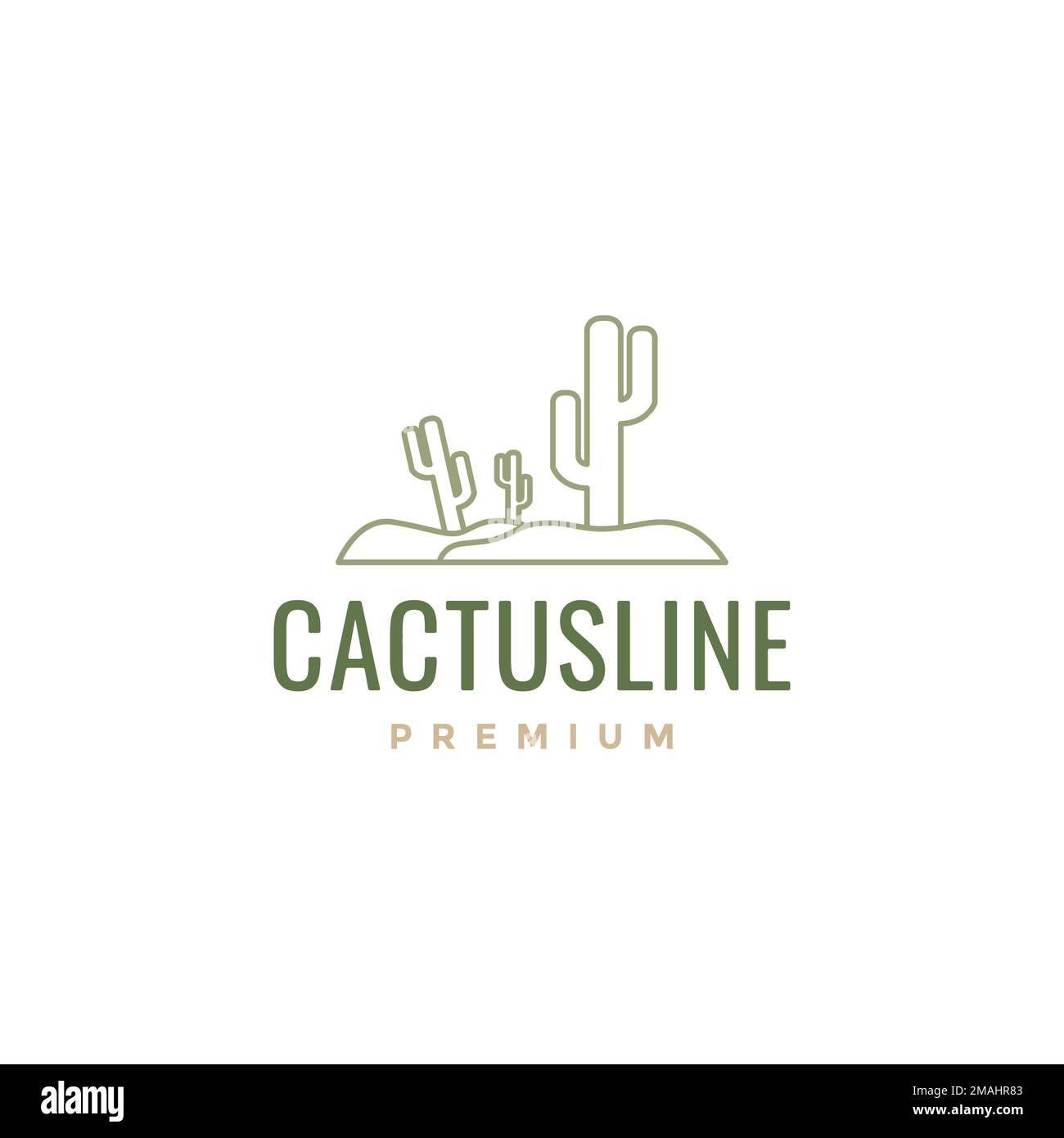 Pflanze Wüstenkaktus saguaro Minimale Linien Logo Design Vektor Symbol Illustration Vorlage Stock Vektor