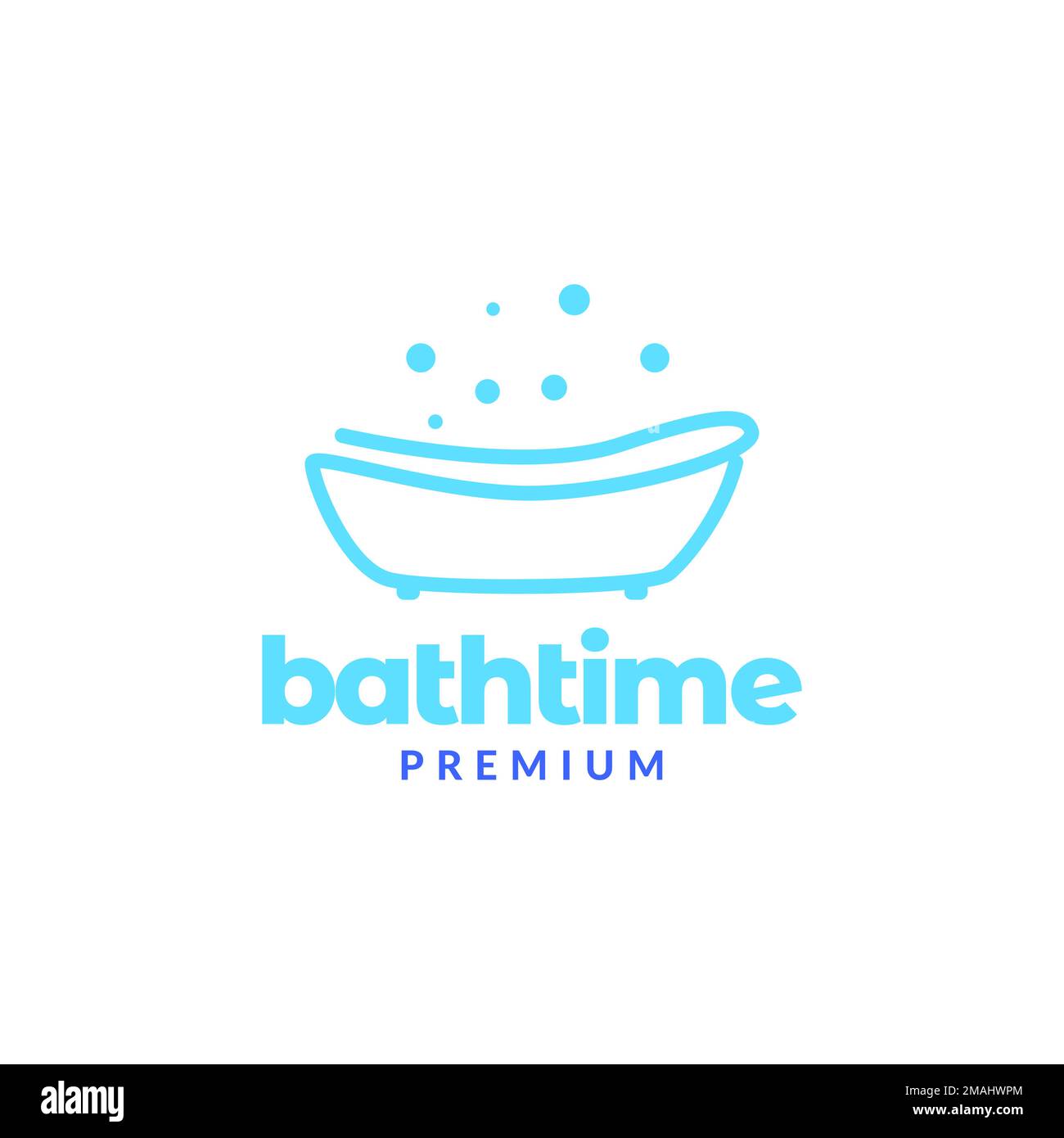 Entspannende Badewanne mit Seifenblasen minimalistisches Logo-Design Vorlage zur Illustration von Vektorsymbolen Stock Vektor