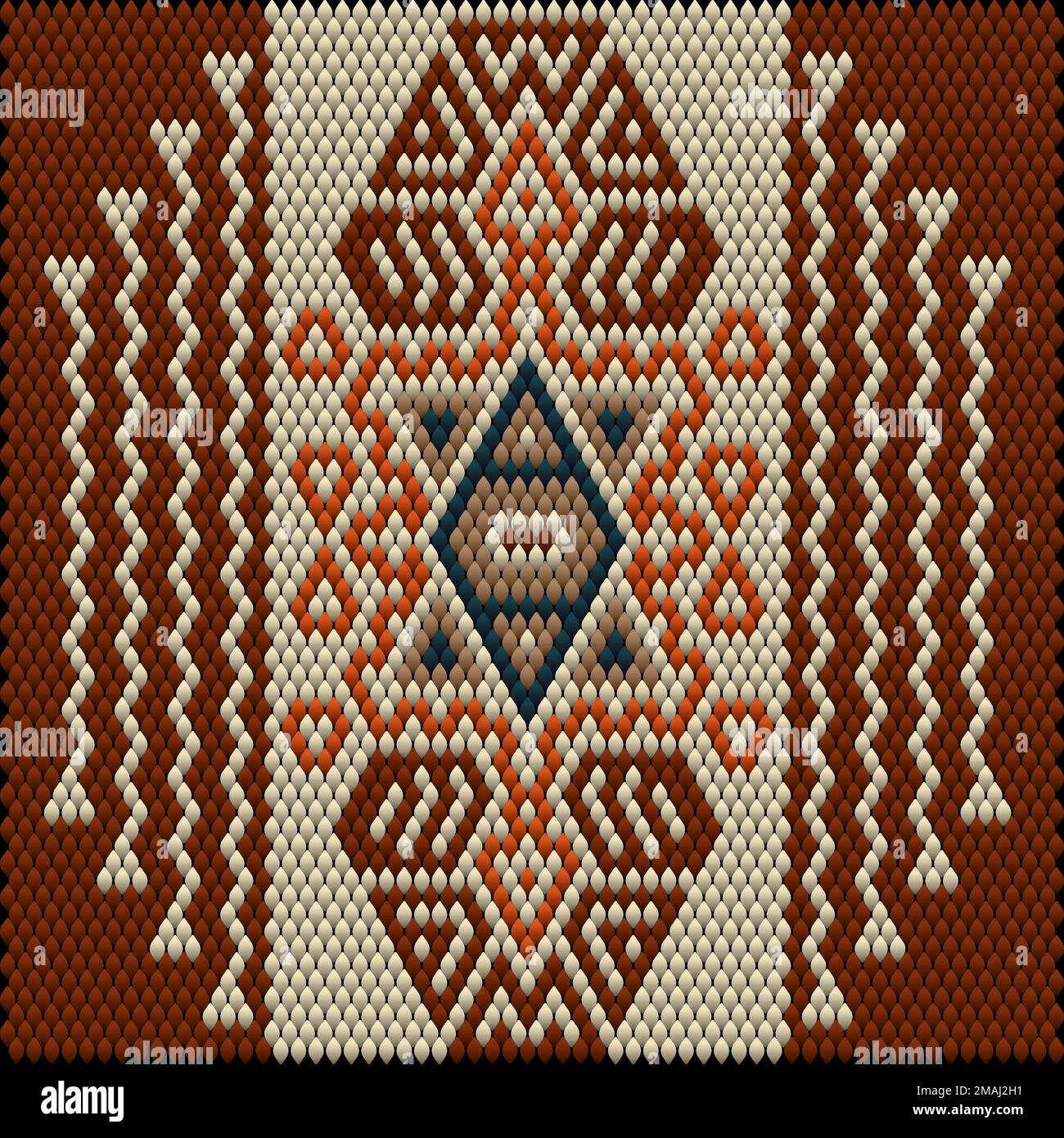 Ornament, Mosaik, ethnisch, Volksmuster. Er ist in hellen, saftigen, perfekt passenden Farben hergestellt. Stock Vektor