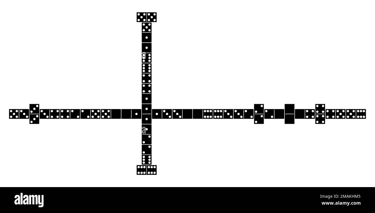 Domino-Spielelemente in Endposition Stock Vektor