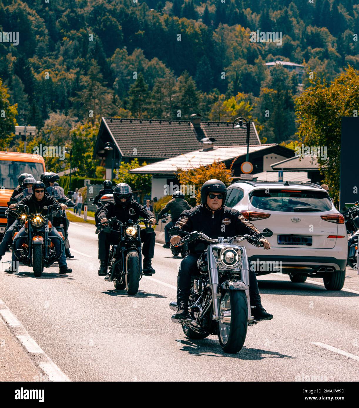 Villach, Osterreich - 2022. September 4 : European Bike Week, Harley Treffen Faaker See. "Harley Davidson" Markt, Camping Arneitz Stockfoto