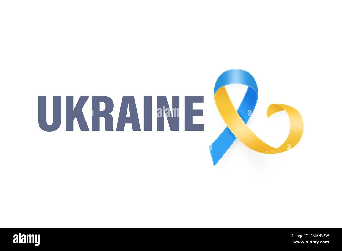 Stehe mit der Ukraine. Anti war Call mit dem Smbol des Friedens mit blauem und gelbem Seidenband. Farben Der Ukrainischen Flagge. Kampf, Protest, Unterstützung Der Ukraine Stock Vektor