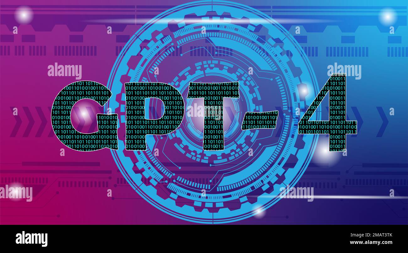 Text gpt-4 in binärer Ausführung ohne Design. gpt 4 ist eine neue Technologie und Weiterentwicklung von gpt-3. gpt4 ist eine neue Technologie. Stockfoto