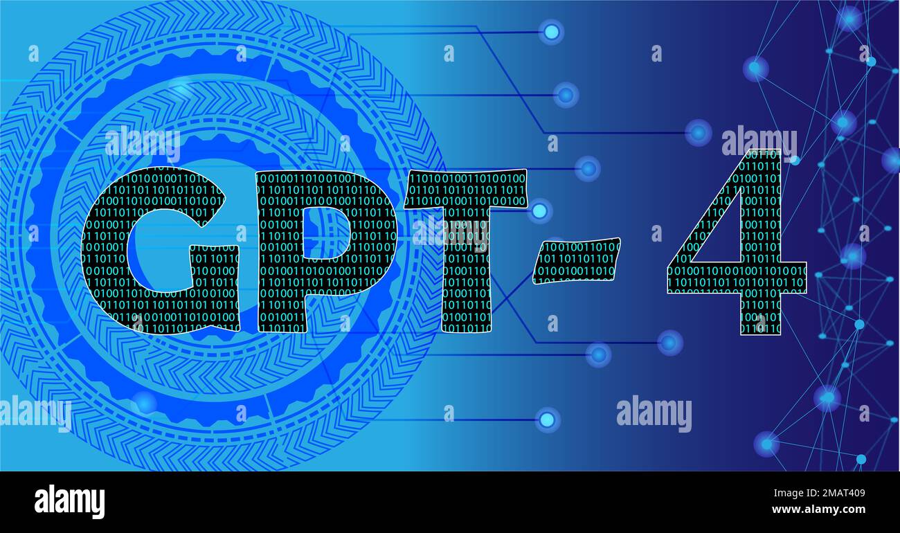 Text gpt-4 in binärer Ausführung ohne Design. gpt 4 ist eine neue Technologie und Weiterentwicklung von gpt-3. gpt4 ist eine neue Technologie. Stockfoto