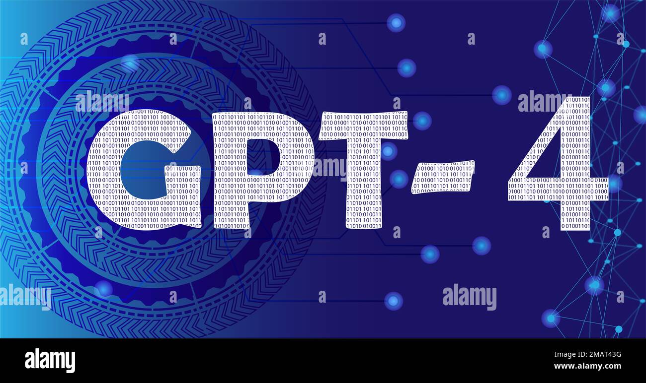Text gpt-4 in binärer Ausführung ohne Design. gpt 4 ist eine neue Technologie und Weiterentwicklung von gpt-3. gpt4 ist eine neue Technologie. Stockfoto
