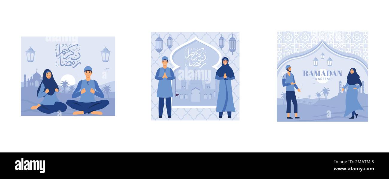 Happy ramadan mubarak Grußkonzept, Ramadan Kareem, islamic eid fitr oder adha, flacher Vektor moderne Illustration Stock Vektor